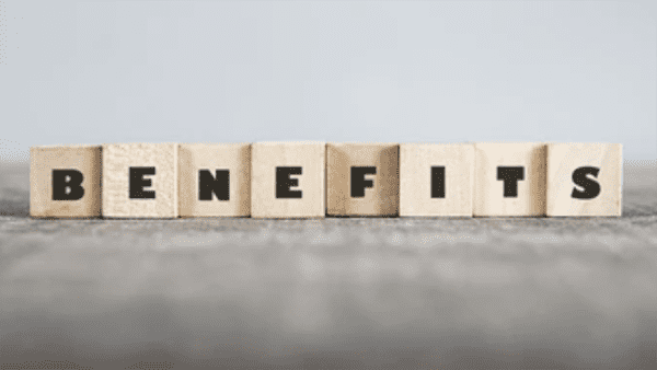 Benefits - spelled out in blocks