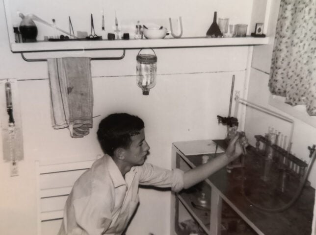 Larry at 16 in his home laboratory