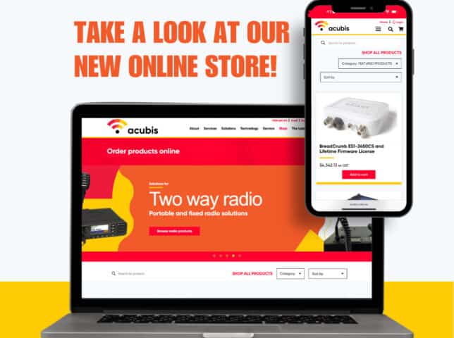 laptop and smart phone showing the Acubis online store