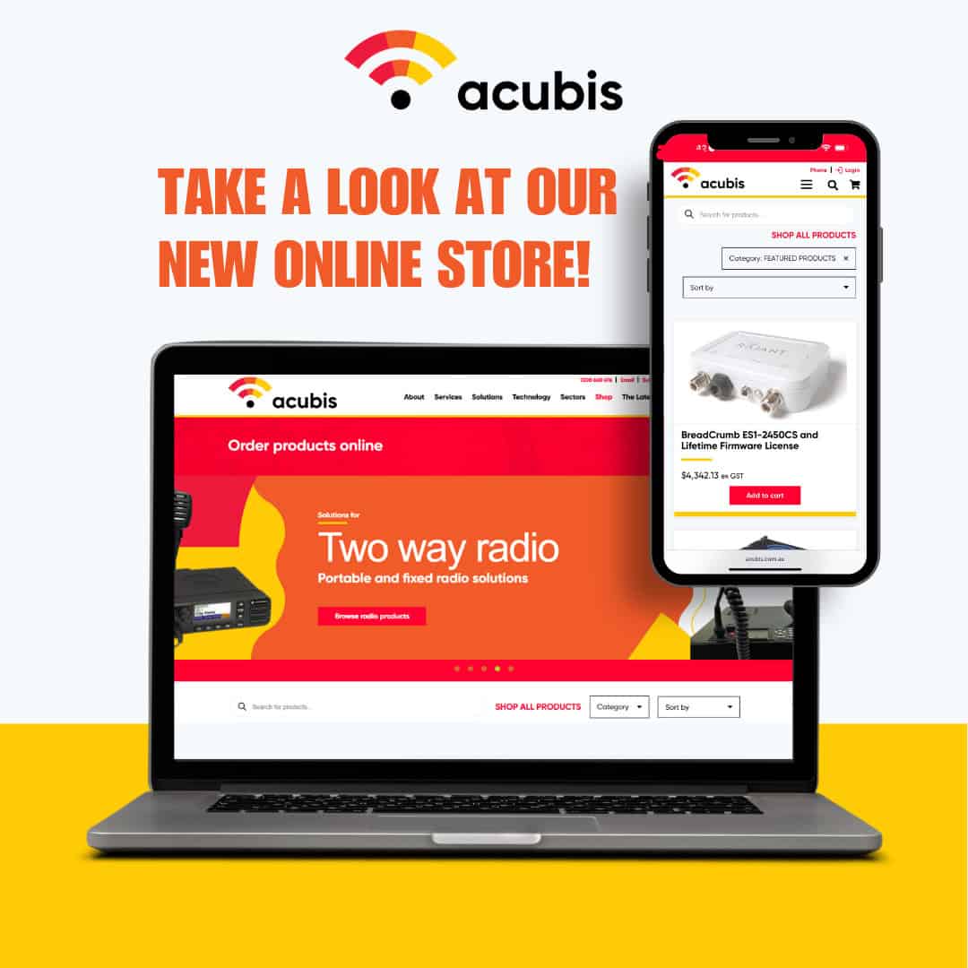 laptop and smart phone showing the Acubis online store