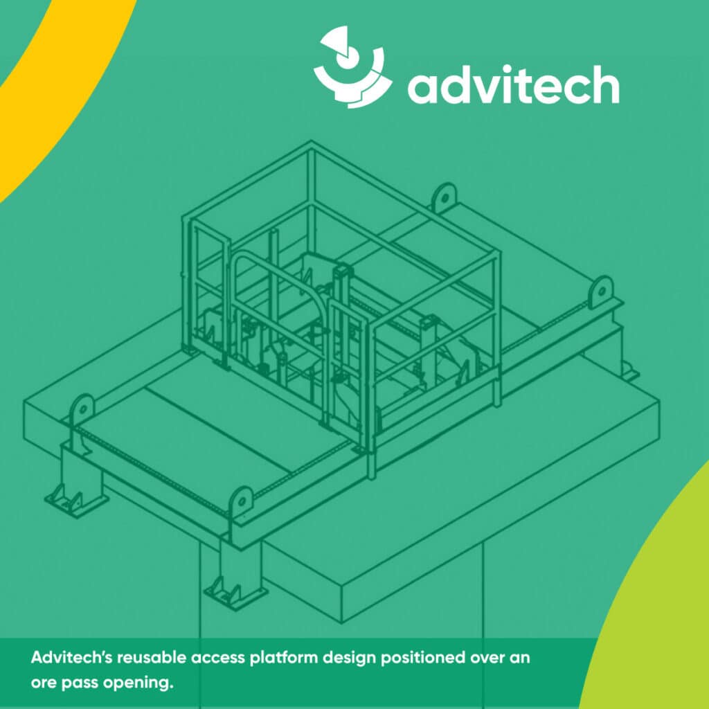 Isometric drawing of the reusable access platform designed by Advitech.